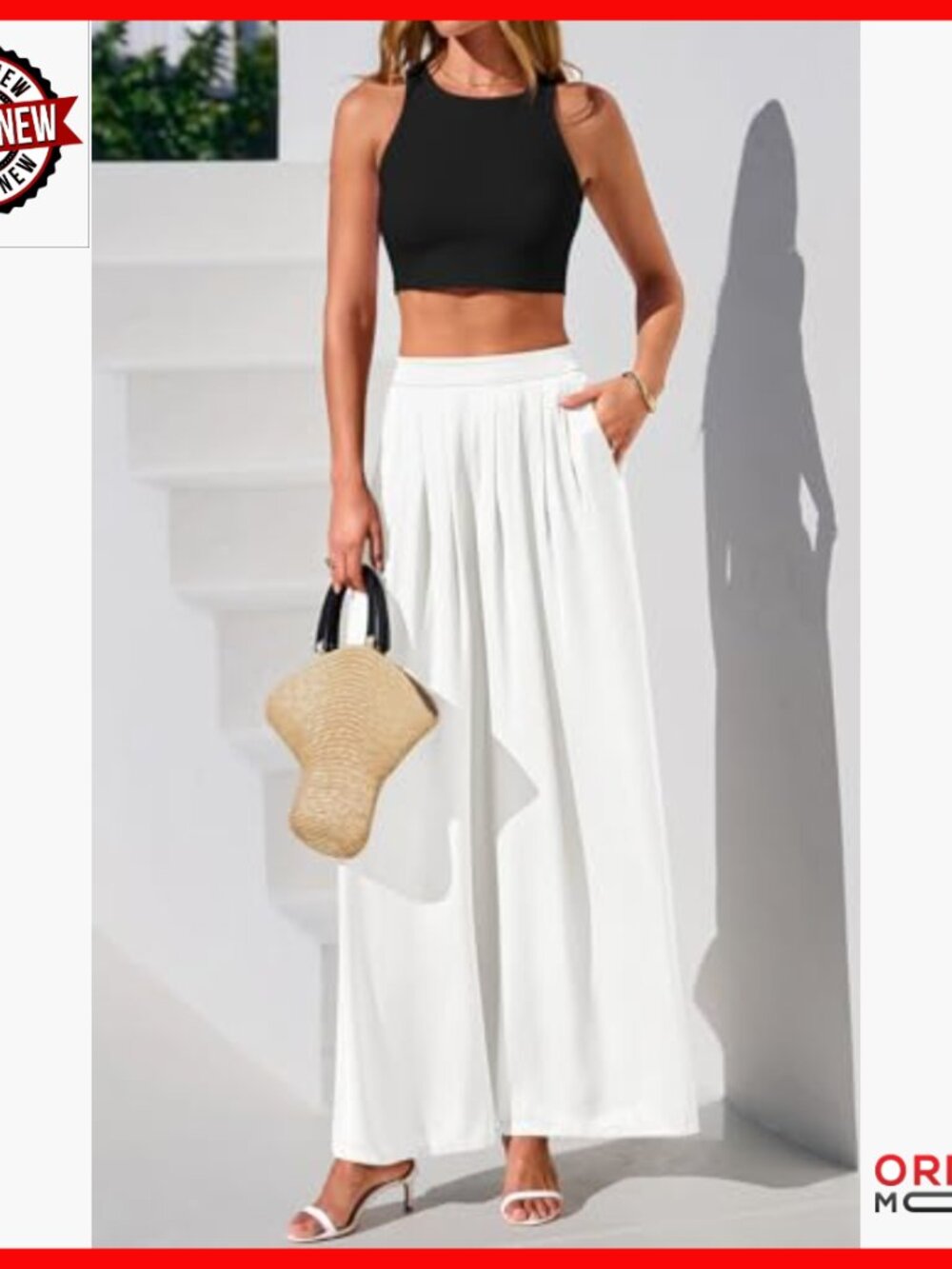 High Waisted Wide Leg Palazzo Pants Loose Fit Flowy Work Lounge - Picture 6 of 7